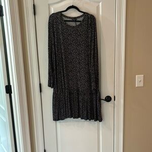 SAINT + SOFIA Blue and Black Midi Ruffled Sundress